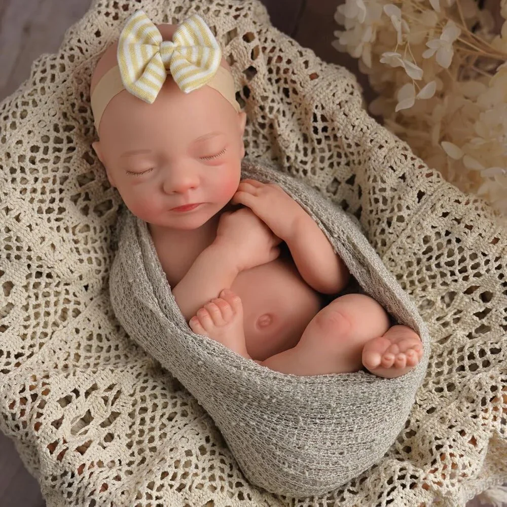 🆕16 Inch Full Platinum Silicone 4 Lb Sleeping Baby Girl Real Life Baby Doll